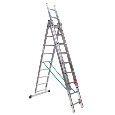 Escalera profesional aluminio tres tramos convertible perfil 67/80x25