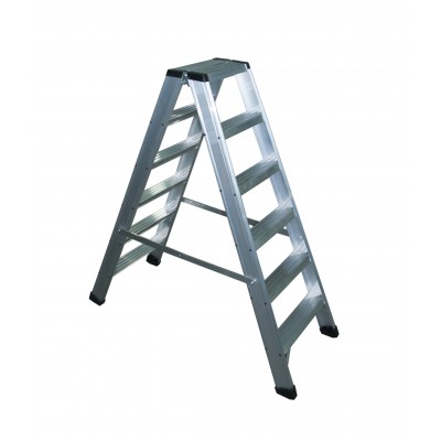 Escalera Tijera doble subida profesional aluminio  peldaño ancho 8 cm