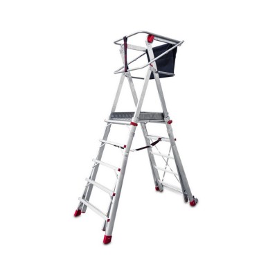 Escalera telescópica profesional aluminio con plataforma de trabajo