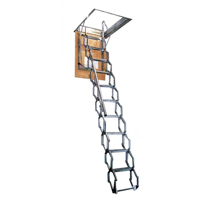 Escalera  acordeón  acero galvanizado techo manual