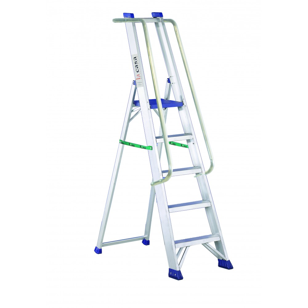 Escalera tijera peldaño 8 cm con doble barandilla