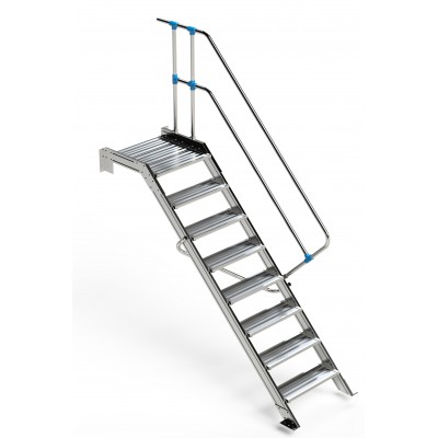 Escaleras  Altillo almacen industrial aluminio con plataforma superior peldaños 20 cm